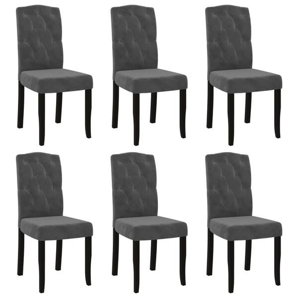 vidaXL Chaises &agrave; manger lot de 6 gris fonc&eacute; velours