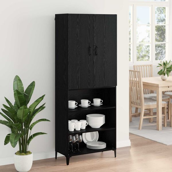 vidaXL Haut Armoire Ch&ecirc;ne noir 69,5 x 34 x 180 cm Bois d'ing&eacute;nierie