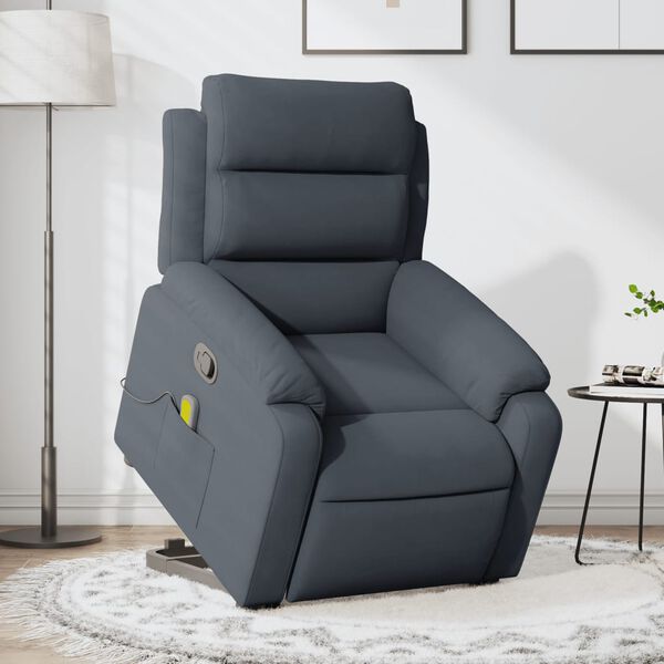 vidaXL Fauteuil de massage inclinable Gris fonc&eacute; Velours