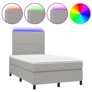 vidaXL Sommier &agrave; lattes de lit matelas LED gris clair 120x190 cm tissu