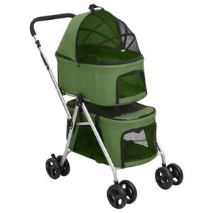 vidaXL Poussette pour chien pliante &agrave; 2 niveaux Vert 83x48x97 cm