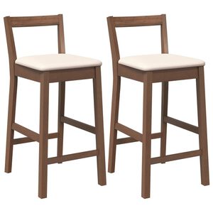 vidaXL Tabourets de bar avec coussins (lot de 2) en bois massif marron et caoutchouc