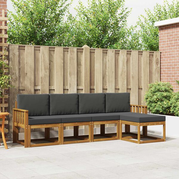 vidaXL Ensemble de canap&eacute;s d'ext&eacute;rieur 5 pcs Naturel et Anthracite