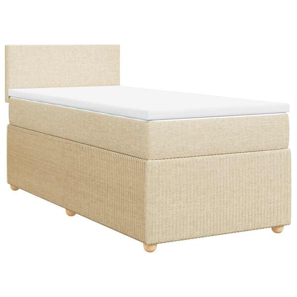 vidaXL Sommier &agrave; lattes de lit avec matelas Cr&egrave;me 80x200 cm Tissu