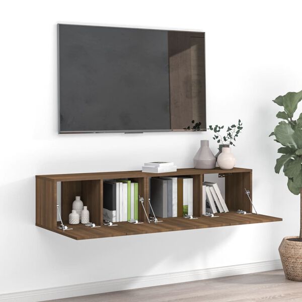 vidaXL Ensemble de meubles TV 2 pcs Ch&ecirc;ne marron Bois d'ing&eacute;nierie