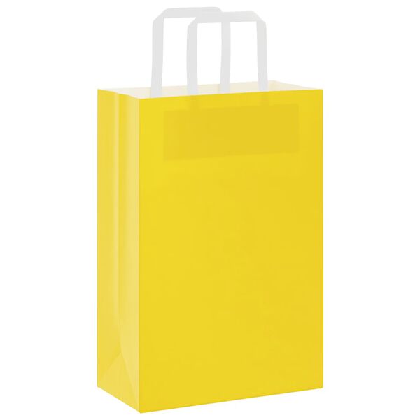 vidaXL Sacs en papier 50 pcs avec poign&eacute;es jaune 21x11x31 cm