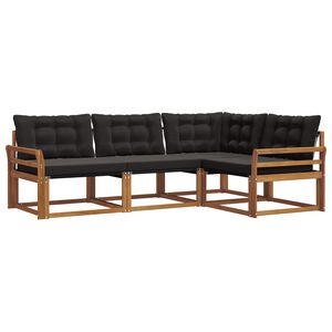 vidaXL Ensemble de canap&eacute;s d'ext&eacute;rieur 4 pcs Naturel et Noir