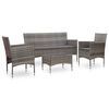 vidaXL Salon de jardin 4 pcs avec coussins r&eacute;sine tress&eacute;e gris