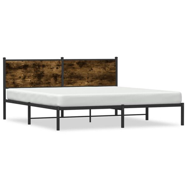 vidaXL Cadre de lit en métal sans matelas chêne fumé 180x200 cm