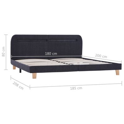 vidaXL Cadre de lit avec LED Gris foncé Tissu 180 x 200 cm