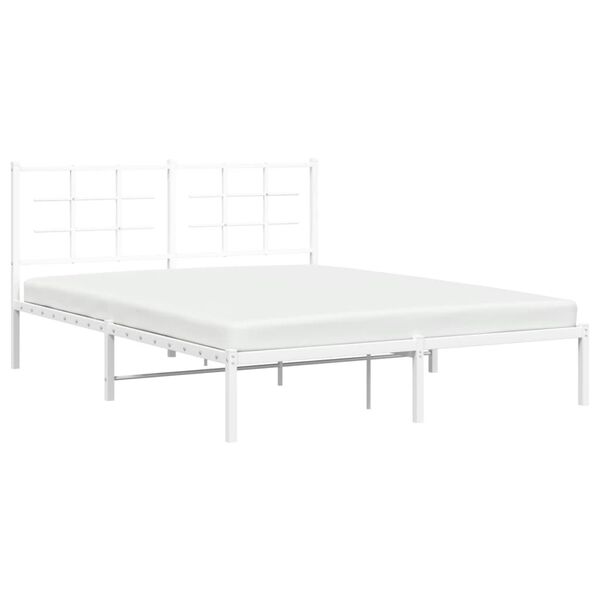 vidaXL Cadre de lit métal sans matelas et tête de lit blanc 150x200 cm