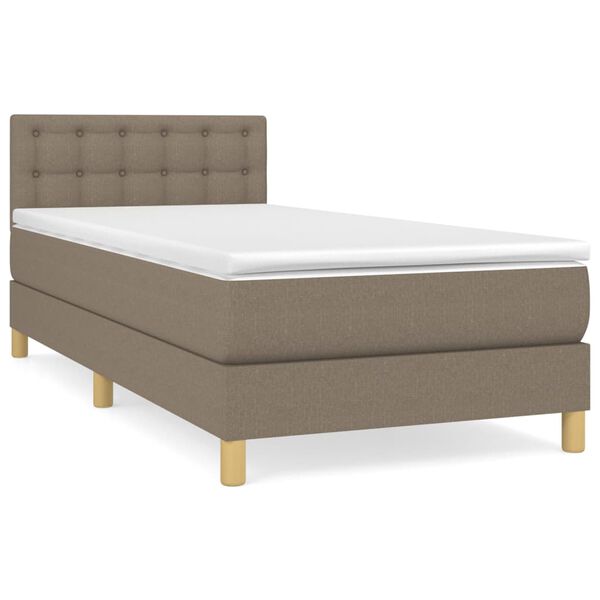 vidaXL Sommier &agrave; lattes de lit avec matelas Taupe 90x190 cm Tissu