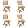 vidaXL Chaises pliantes 4 pi&egrave;ces avec coussins en bois d'acacia massif