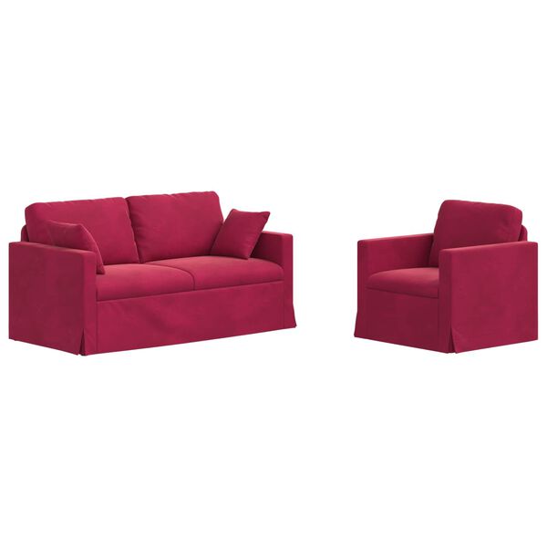 vidaXL Canap&eacute; 2 pcs Bordeaux 158 x 78 x 80 cm Velours