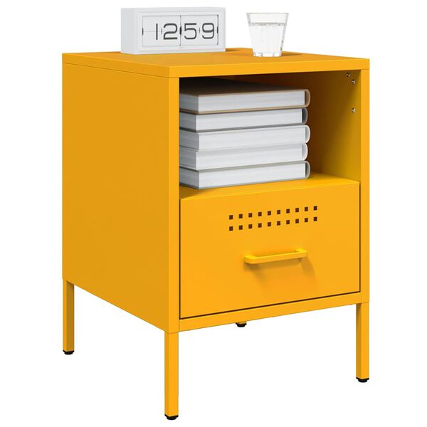 vidaXL Tables de chevet 2 pcs jaune moutarde 36x39x50,5 cm acier