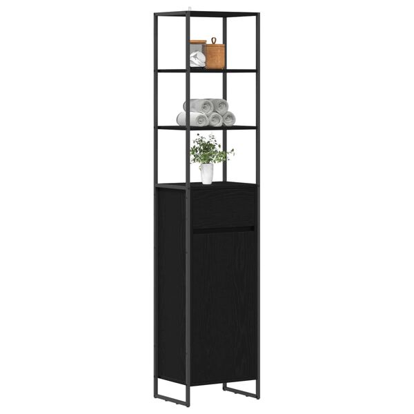 vidaXL Cabinet de salle de bain avec porte Ch&ecirc;ne noir 40 x 30 x 180 cm