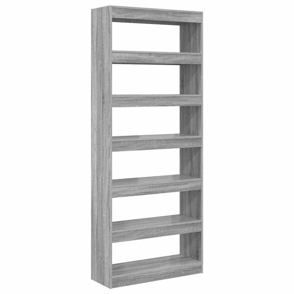 vidaXL Biblioth&egrave;que Gris Sonoma 80 x 30 x 198 cm Bois d'ing&eacute;nierie