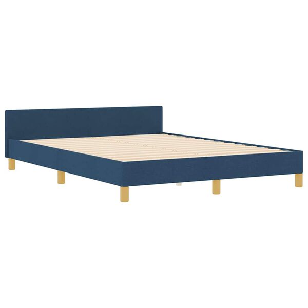 vidaXL Cadre de lit avec t&ecirc;te de lit Bleu 140 x 190 cm tissu