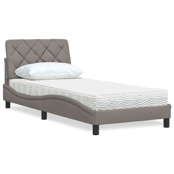 vidaXL Lit avec matelas taupe 90x190 cm tissu