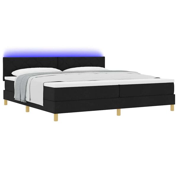 vidaXL Lit &agrave; ressort LED avec matelas avec LED Noir 200 x 200 cm tissu