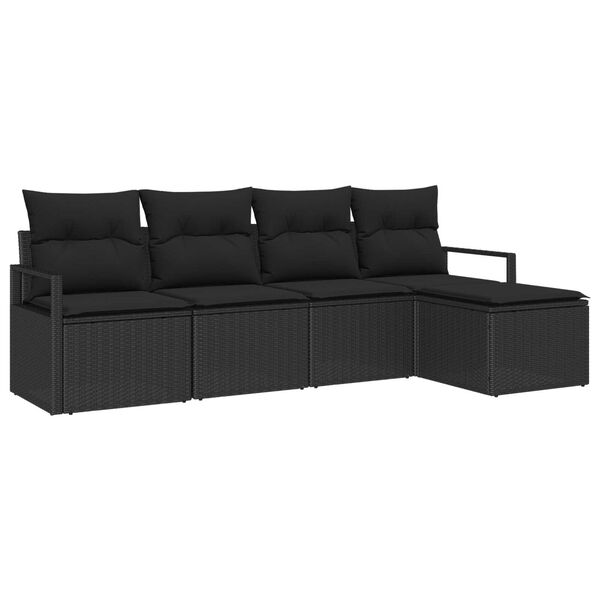 vidaXL Ensemble de Canap&eacute;s avec coussin 5 pcs Noir polyrotin
