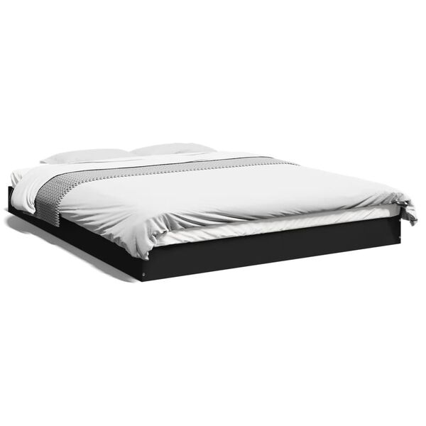 vidaXL Cadre de lit sans matelas noir 160x200 cm bois d'ing&eacute;nierie