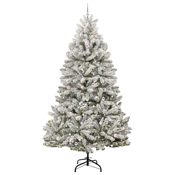 vidaXL Sapin de No&euml;l artificiel Vert et blanc 300 cm PVC et m&eacute;tal