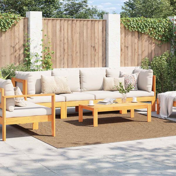 vidaXL Tapis de surface Carr&eacute; HUARTE Naturel 240 x 240 cm Polyester