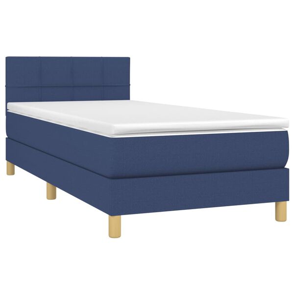 vidaXL Sommier &agrave; lattes de lit avec matelas Bleu 90x200 cm Tissu