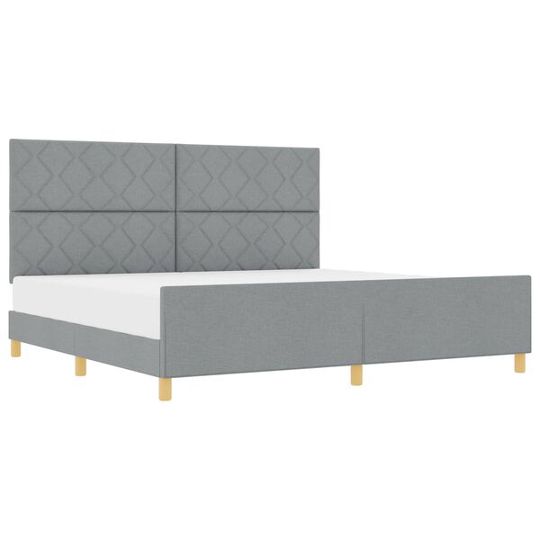 vidaXL Cadre de lit avec t&ecirc;te de lit Gris clair 200 x 200 cm tissu