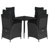 vidaXL Ensemble &agrave; manger de jardin coussins 5pcs Noir R&eacute;sine tress&eacute;e