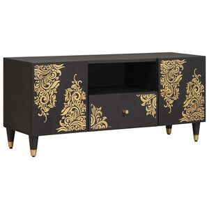 vidaXL Meuble TV Noir 105 x 33 x 46 cm Bois de mangue massif