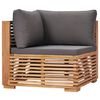 vidaXL Canap&eacute; d'angle de jardin avec coussin gris Bois de teck solide