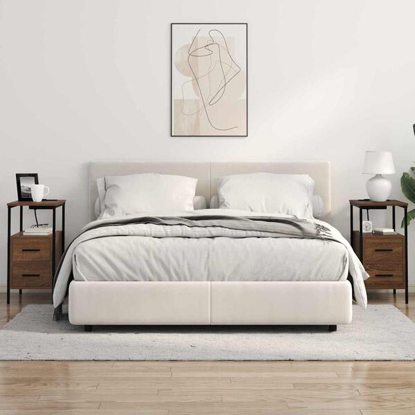 vidaXL Cabinet de chevet avec tiroir 2 pcs Ch&ecirc;ne brun 30 x 48 x 61 cm