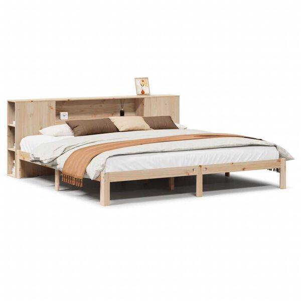 vidaXL Lit bibliothèque sans matelas 200x200 cm bois massif de pin