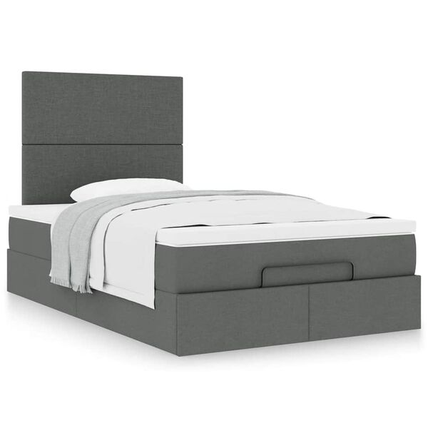 vidaXL Cadre de lit ottoman avec matelas gris fonc&eacute; 120x190 cm tissu