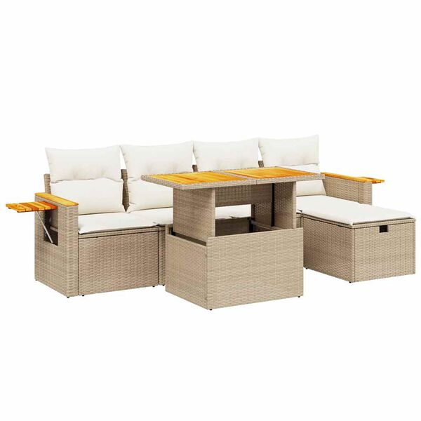 vidaXL Salon de jardin avec coussins 6 pcs beige r&eacute;sine tress&eacute;e