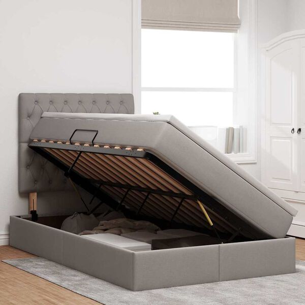 vidaXL Lit avec rangement et LED avec LED Taupe 120 x 190 cm Polyester