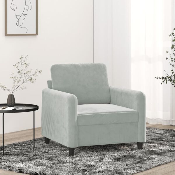 vidaXL Fauteuil Gris clair 60 cm Velours