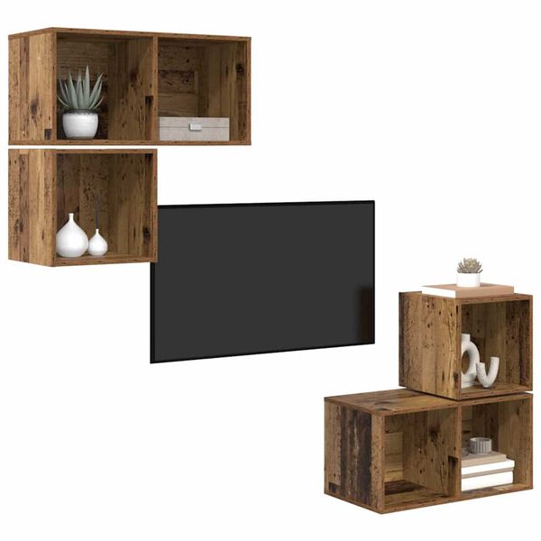 vidaXL Ensemble meuble TV 4 pcs Bois Ancien Bois d'ing&eacute;nierie