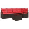 vidaXL Ensemble de canap&eacute; de jardin 6 pc Marron et rouge polyrotin