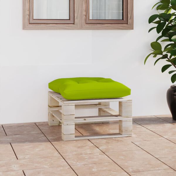 vidaXL Repose-pied palette de jardin avec coussin vert vif bois de pin