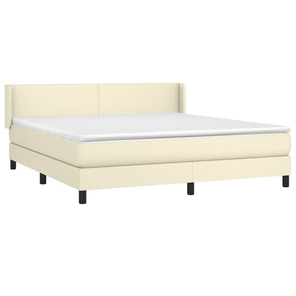 vidaXL Sommier &agrave; lattes de lit avec matelas Cr&egrave;me 180x200cm Similicuir