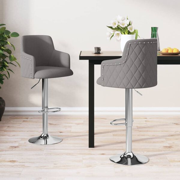 vidaXL Tabourets de bar lot de 2 gris fonc&eacute; tissu