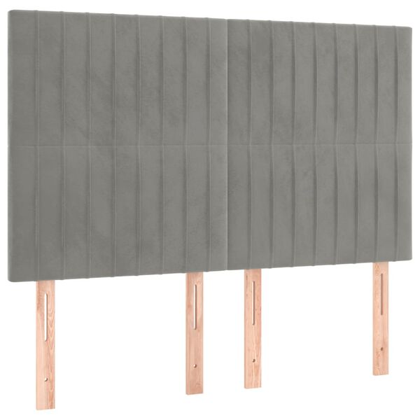 vidaXL T&ecirc;te de lit Gris clair 144 x 5 x 118/128 cm Velours