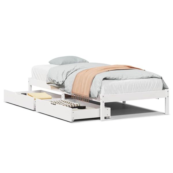 vidaXL Cadre de lit sans matelas blanc 90x190 cm bois de pin massif
