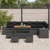 vidaXL Ensemble de canap&eacute; de jardin avec coussin 10 pcs Noir polyrotin