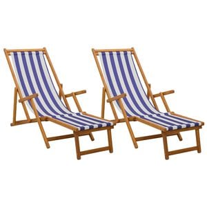 vidaXL Chaise longue pliante 2 pcs 3 Position Bois d'eucalyptus massif