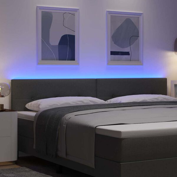 vidaXL T&ecirc;te de lit LED avec t&ecirc;te de lit Gris fonc&eacute; 200 cm Polyester