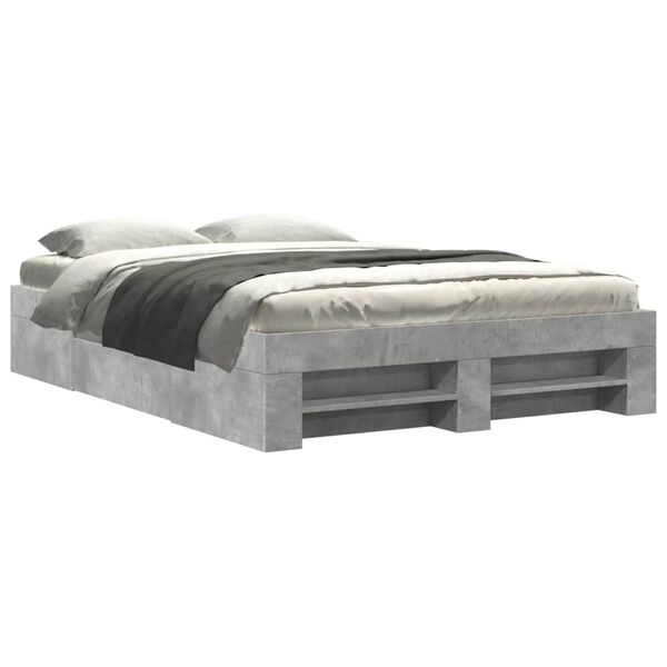 vidaXL Cadre de lit sans matelas gris b&eacute;ton 140x200 cm bois ing&eacute;nierie